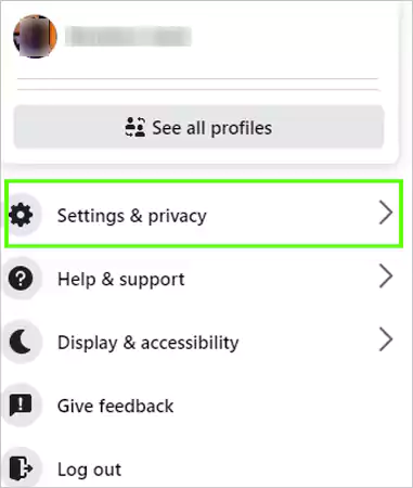 Choose Settings and privacy opts