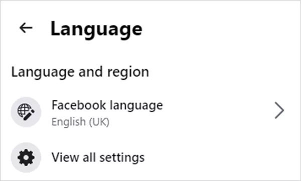 Continue with Facebook Language