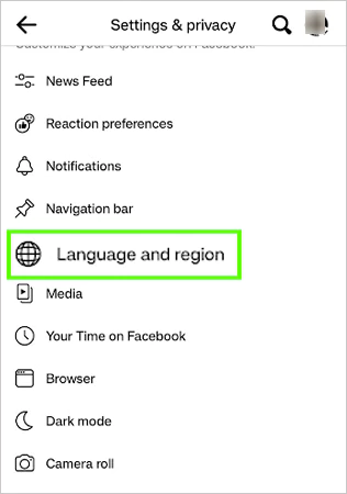 Navigate to Language and region