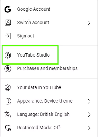 Select YouTube Studio