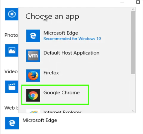 Choose Google Chrome among other options