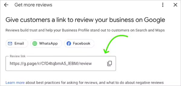 Copy the review link