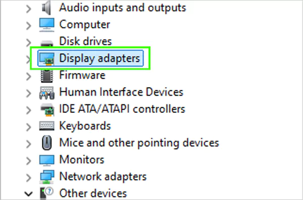 Double tap on the Display adapters