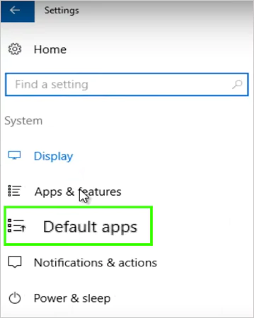 From the left menu hit Default Apps