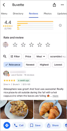 Locate the Review section