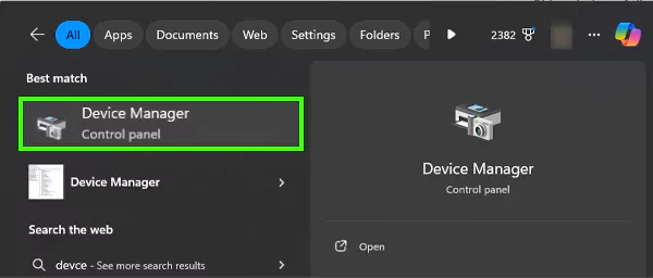 Search for Device Manager