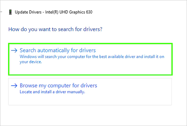 Select Search automatically for drivers