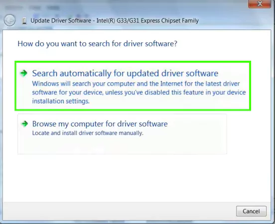 Select Search automatically for updated driver software