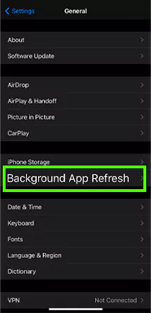 Tap on Background App Refresh option