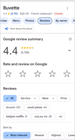 Tap on the stars under Rate and review on Google