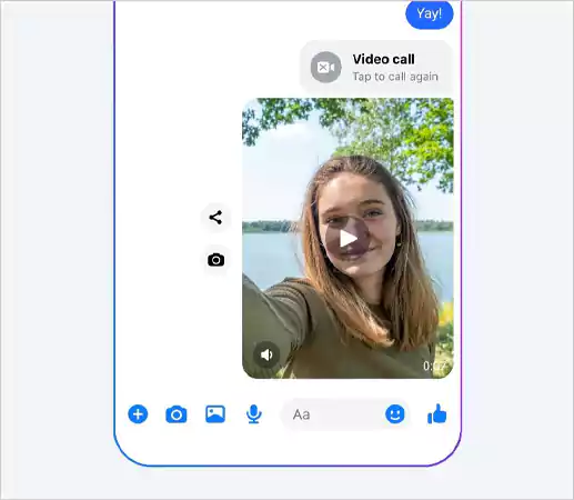 Video message option in Messenger