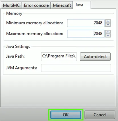 Change the value for Maximum memory allocation >> click OK