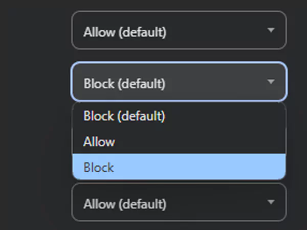 Dropdown and select Block