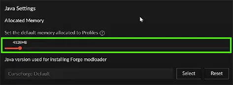 Under Allocated Memory adjust RAM using the Slider