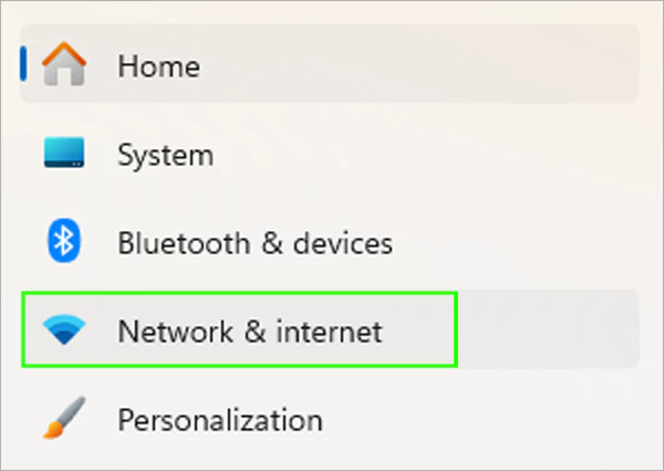 Go to Settings then Network and internet