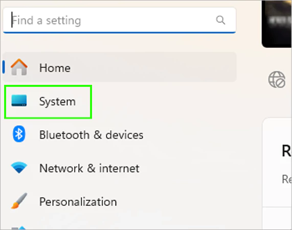 Go to Settings then System