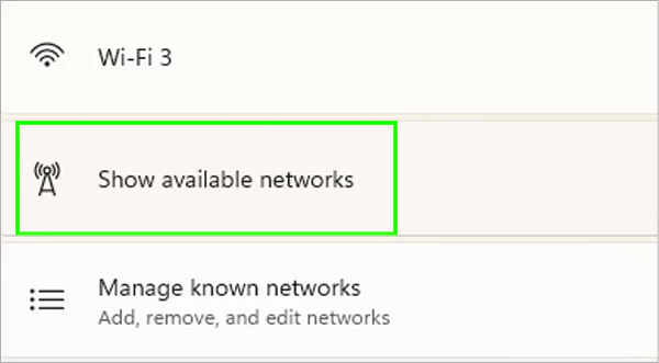 Head to Wi Fi window then select Show available networks