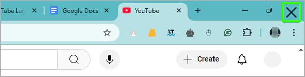 Hit the Cross icon to close all tabs and windows