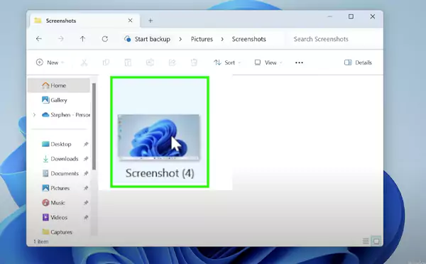 Pictures then Screenshots folder