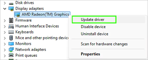 Right click on driver then click on Update driver