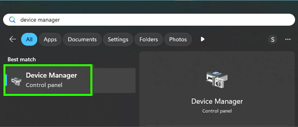 Search for Device Manager and select it