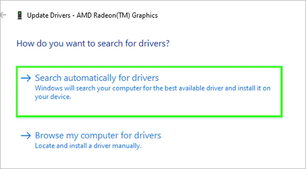 Select Search automatically for drivers