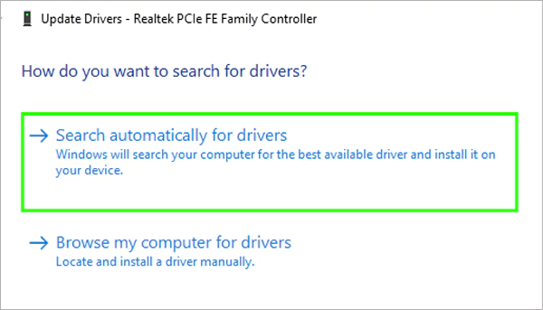 Select Search automatically for driverss