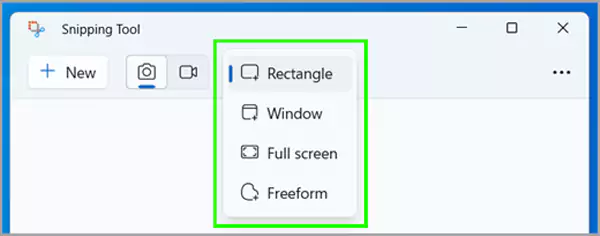 Snipping tool options