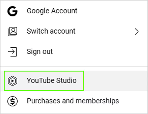 Click on YouTube Studio