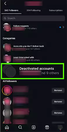 Navigate to Deactivated Accounts