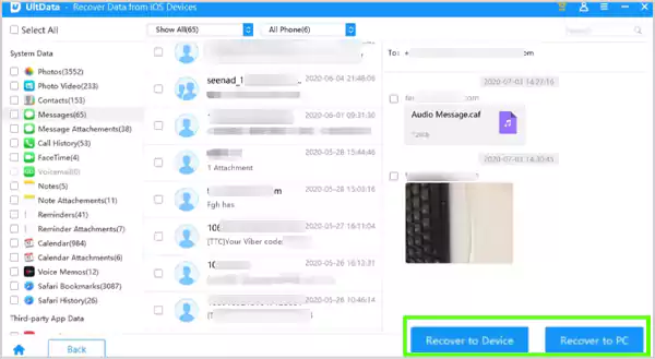 Recover the desired data on your iPhone or computer