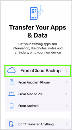 Restore from iCloud Backup