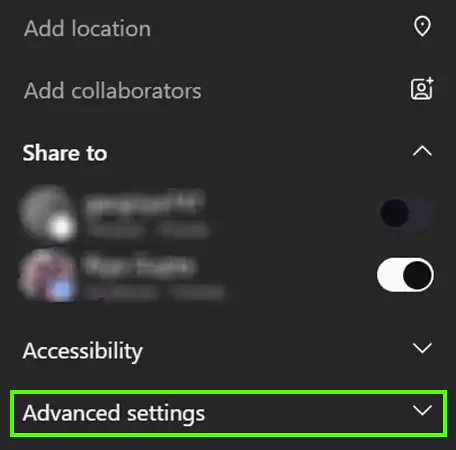 Go for the Advanced settings option