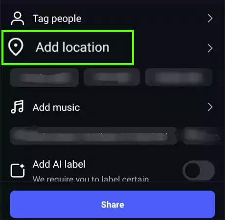 Head over to the Add location optionss