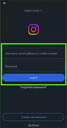 Log in to your Instagram account