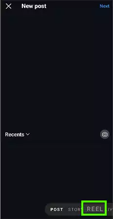 Navigate to the REEL option