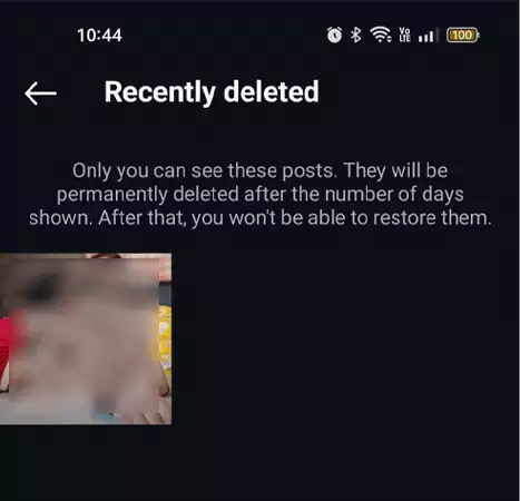 Recently deleted content