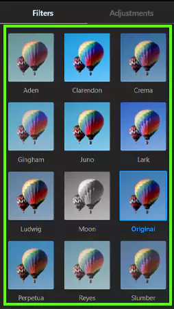 Select the filter according to your preference