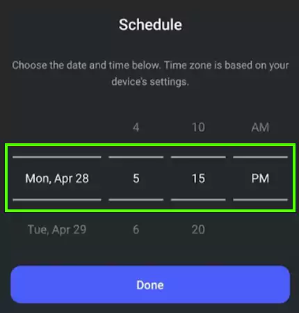 Set the date and time you want to upload your post