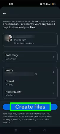 Tap on Create files