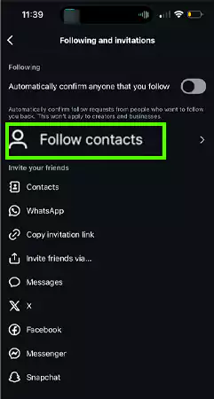 Tap on Follow contacts