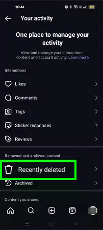 Tap on Recently deleted