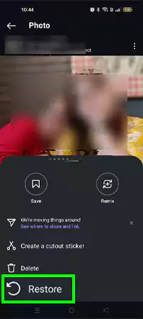 Tap on Restore