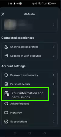 Tap on Your information and permissions