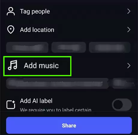 Tap on the Add music option