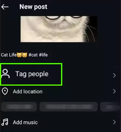 Tap on the Tag people option