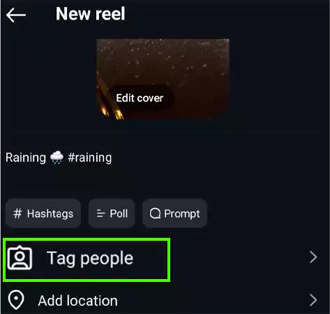 Tap on the Tag people options