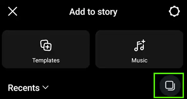 Tap on the two square boxes overlapping each other icon
