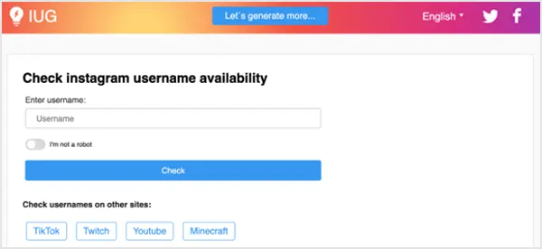 The IUG username availability checker for Instagram