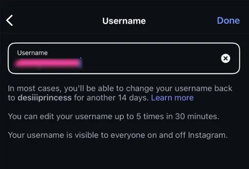 Type in the new username, and hit Done